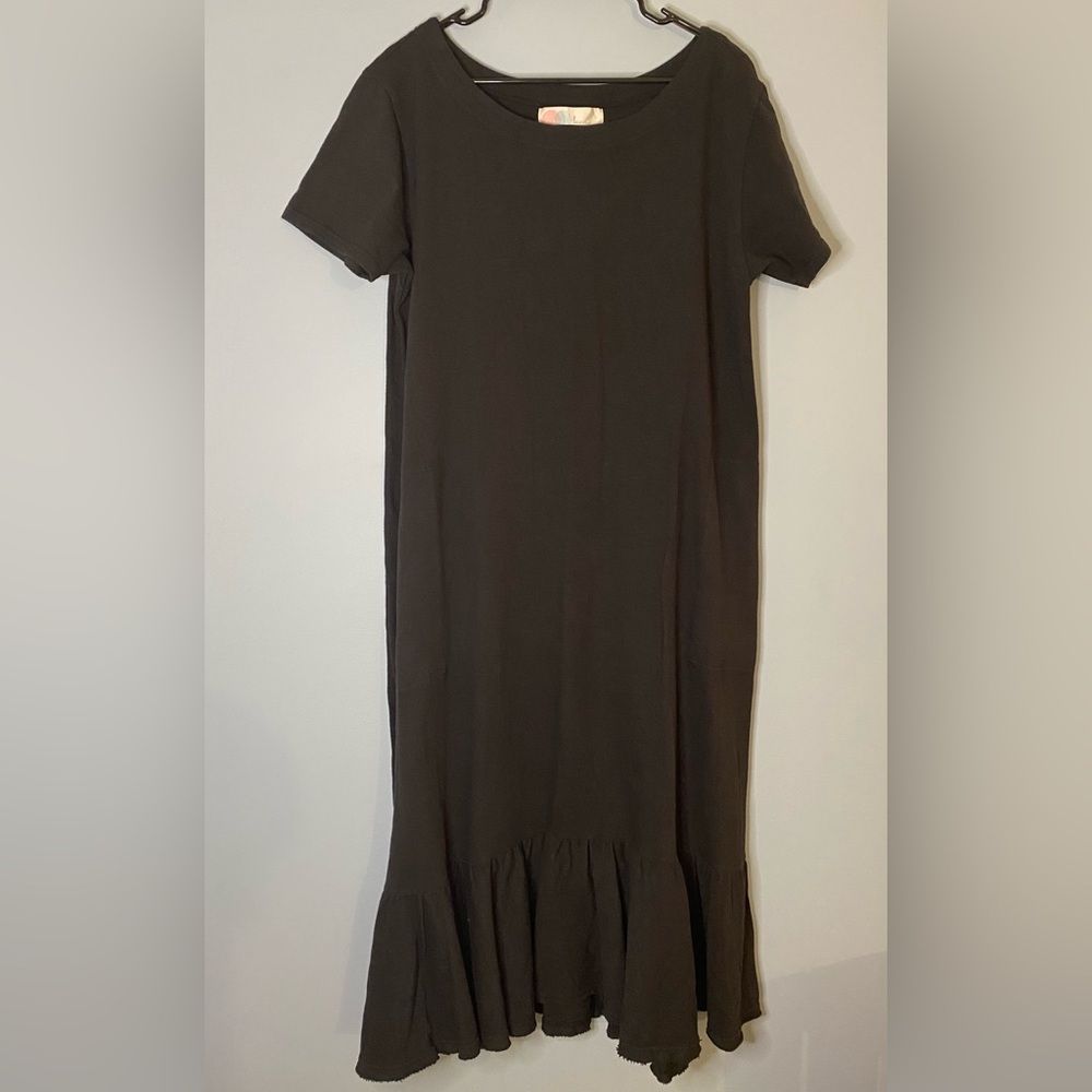 Free People Beach Dress Women Black  T Shirt Midi/Maxi Dress Pockets Size Small